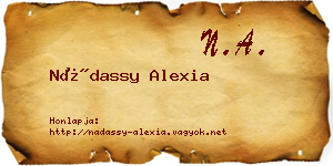Nádassy Alexia névjegykártya